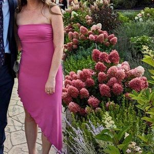 Pink Asymmetrical Strapless Dress